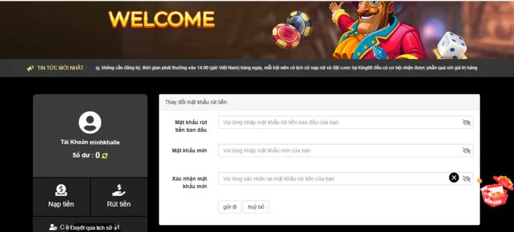 Rút tiền King88 - Thao tác đơn giản và không mất phí